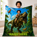 Personalized Dinosaur Blanket – Turn Your Child Into a T-Rex Rider (Custom Photo Gift)