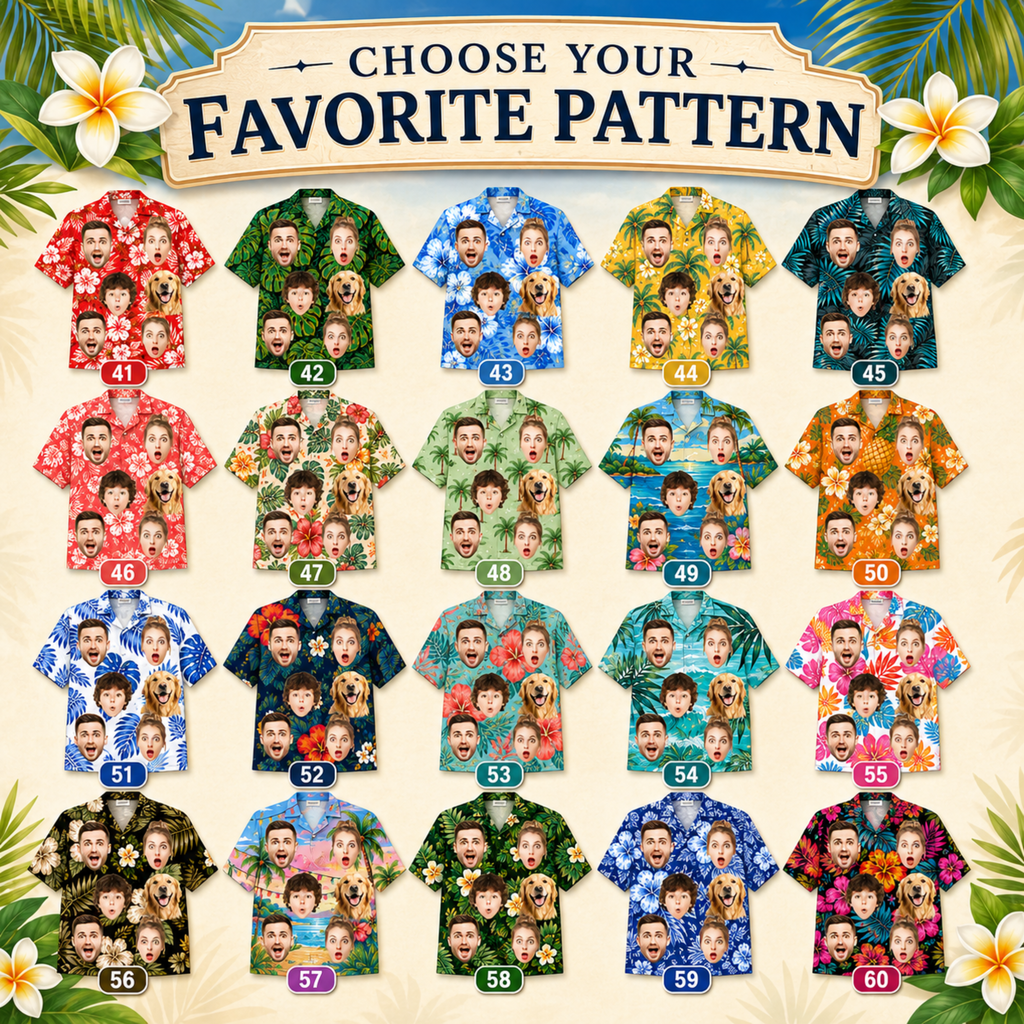 Custom Face Hawaiian Shirt, Personalized Photo Aloha Shirt for Men Women Kids, Tropical Vacation Shirt, Dad Father’s Day Gift.