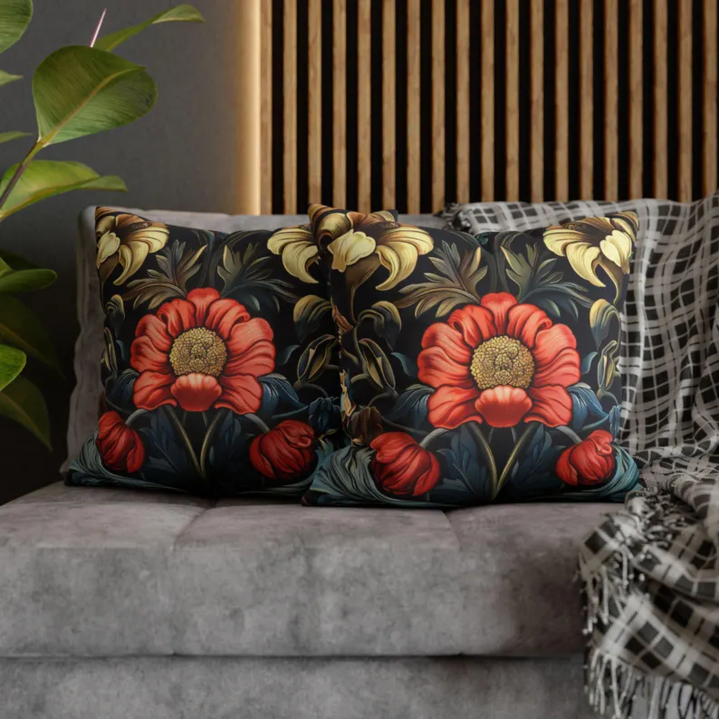 William Morris Inspired Floral Pillow Cover.