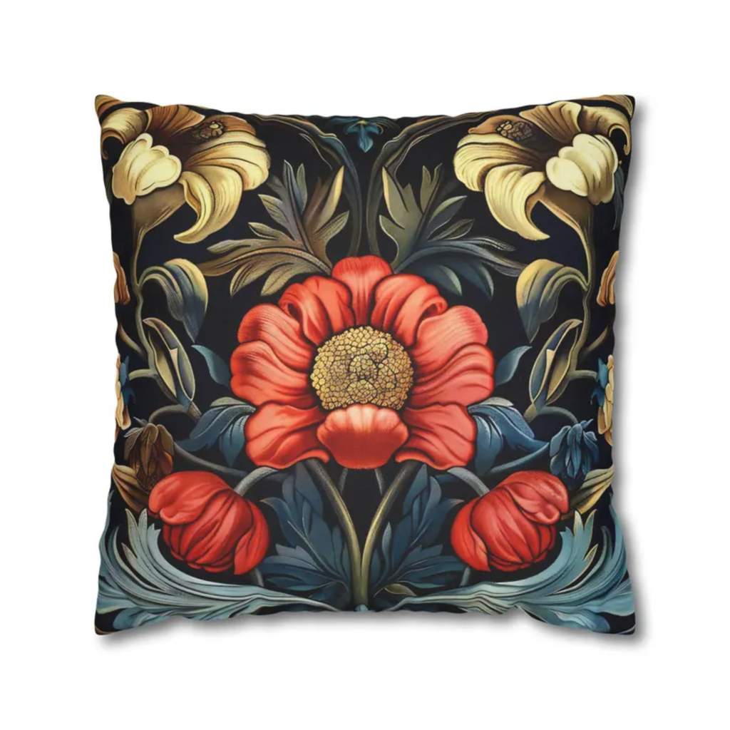 William Morris Inspired Floral Pillow Cover.