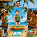 Custom Funny Beach Towel, Personalized Pool Float Face Towel, Summer Gift for Him
