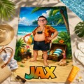 Personalized Tourist Beach Towel, Custom Face Name Funny Vacation Gift