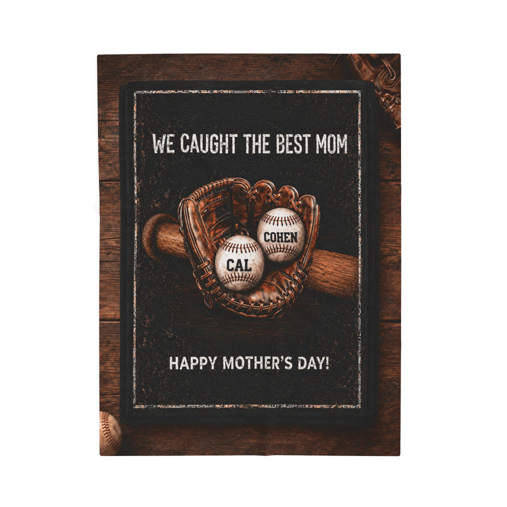 Personalized Baseball Mom Blanket, Custom Kids Names, Mother's Day Gift, Mama Gifts.