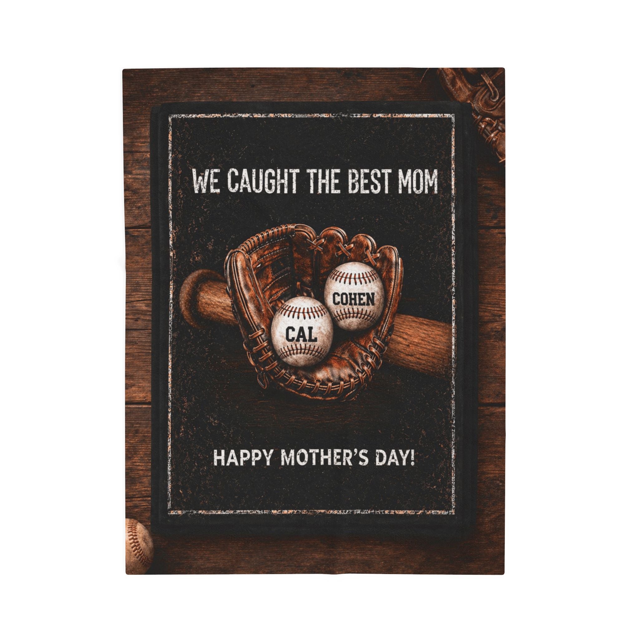 Personalized Baseball Mom Blanket, Custom Kids Names, Mother's Day Gift, Mama Gifts.