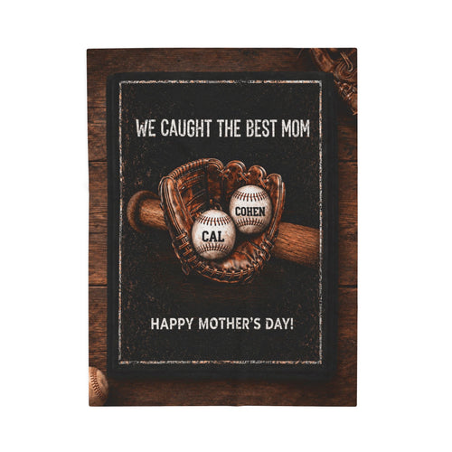 Personalized Baseball Mom Blanket, Custom Kids Names, Mother's Day Gift, Mama Gifts.