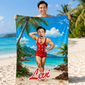 Personalized Retro Swimsuit Beach Towel, Custom Face Name Funny Vacation Gift.