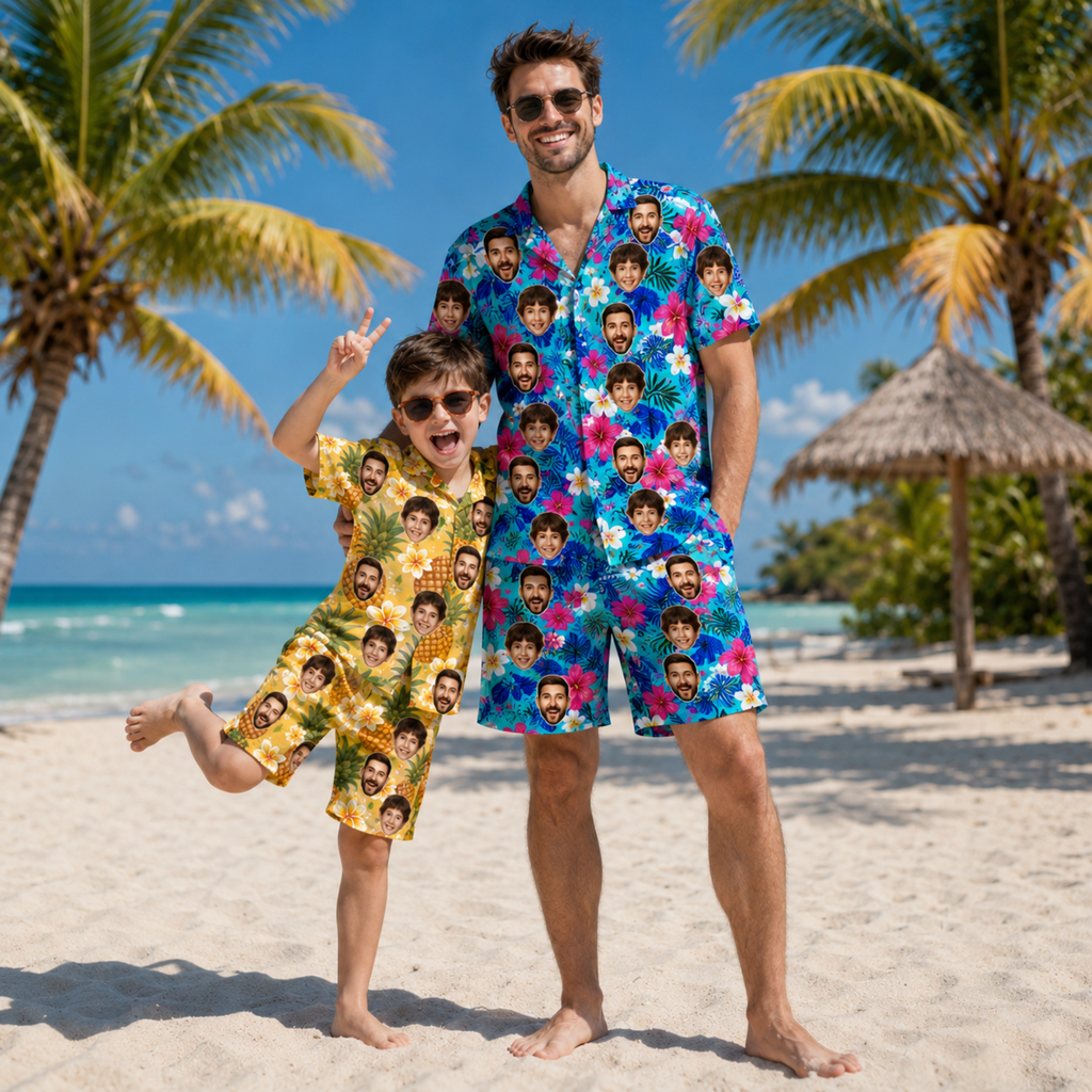Custom Face Hawaiian Shirt, Personalized Photo Aloha Shirt for Men Women Kids, Tropical Vacation Shirt, Dad Father’s Day Gift. (Copy)