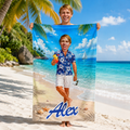 Personalized Hawaiian Beach Towel, Custom Face Name Funny Vacation Gift.