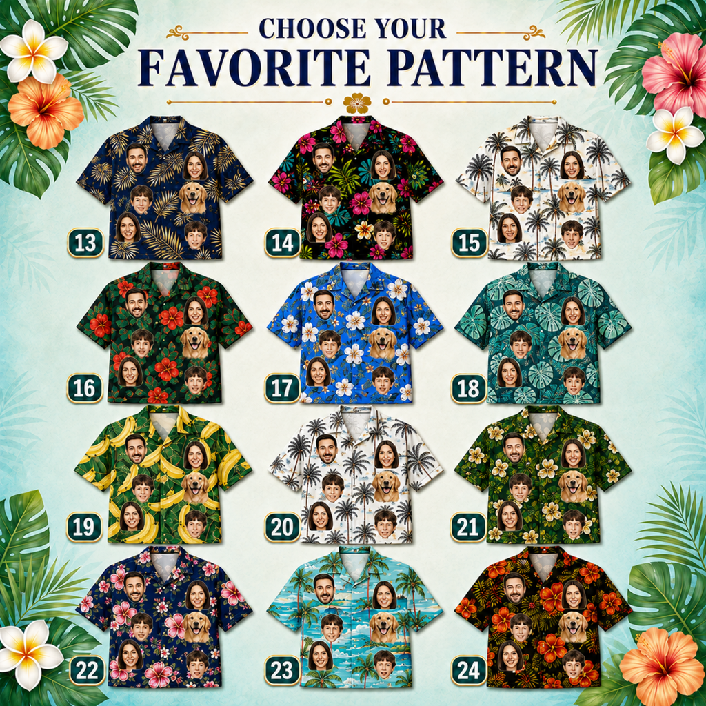 Custom Face Hawaiian Shirt, Personalized Photo Aloha Shirt for Men Women Kids, Tropical Vacation Shirt, Dad Father’s Day Gift. (Copy)