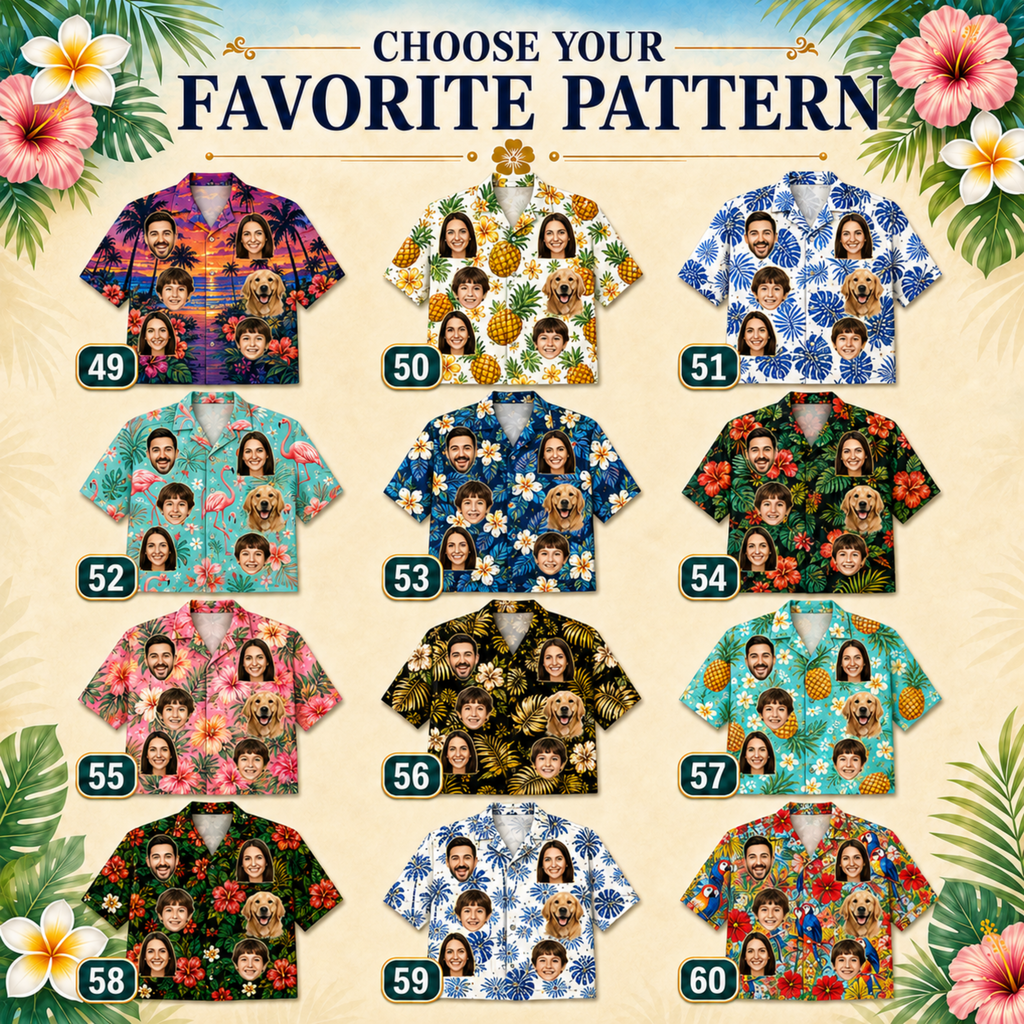 Custom Face Hawaiian Shirt, Personalized Photo Aloha Shirt for Men Women Kids, Tropical Vacation Shirt, Dad Father’s Day Gift. (Copy)
