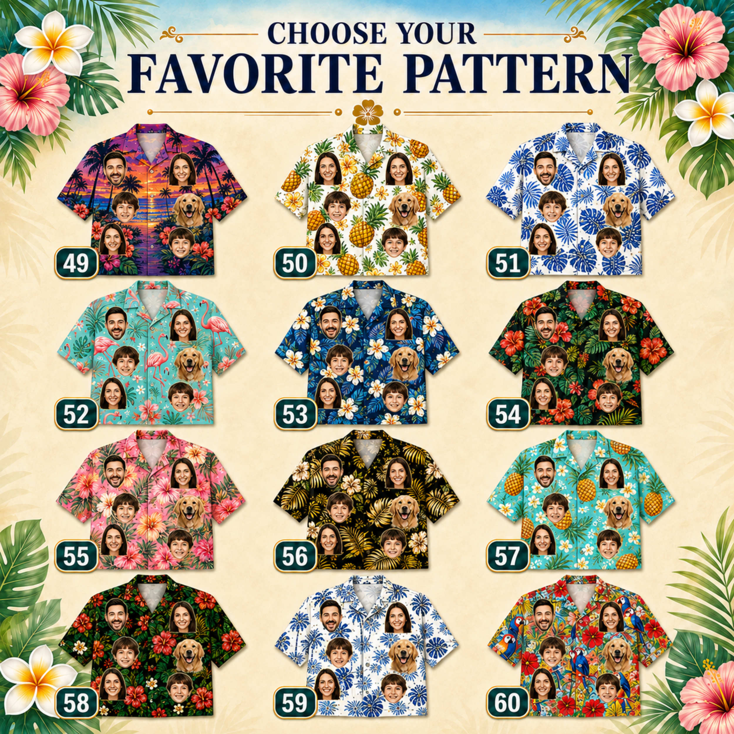 Custom Face Hawaiian Shirt, Personalized Photo Aloha Shirt for Men Women Kids, Tropical Vacation Shirt, Dad Father’s Day Gift. (Copy)