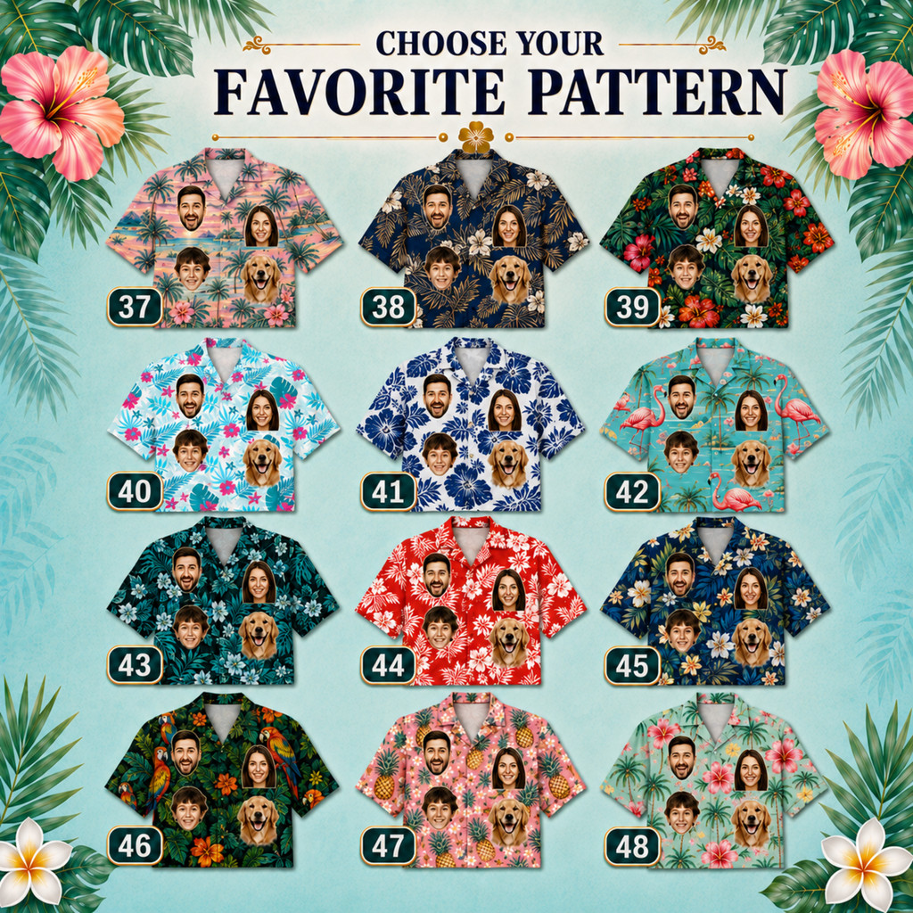 Custom Face Hawaiian Shirt, Personalized Photo Aloha Shirt for Men Women Kids, Tropical Vacation Shirt, Dad Father’s Day Gift. (Copy)