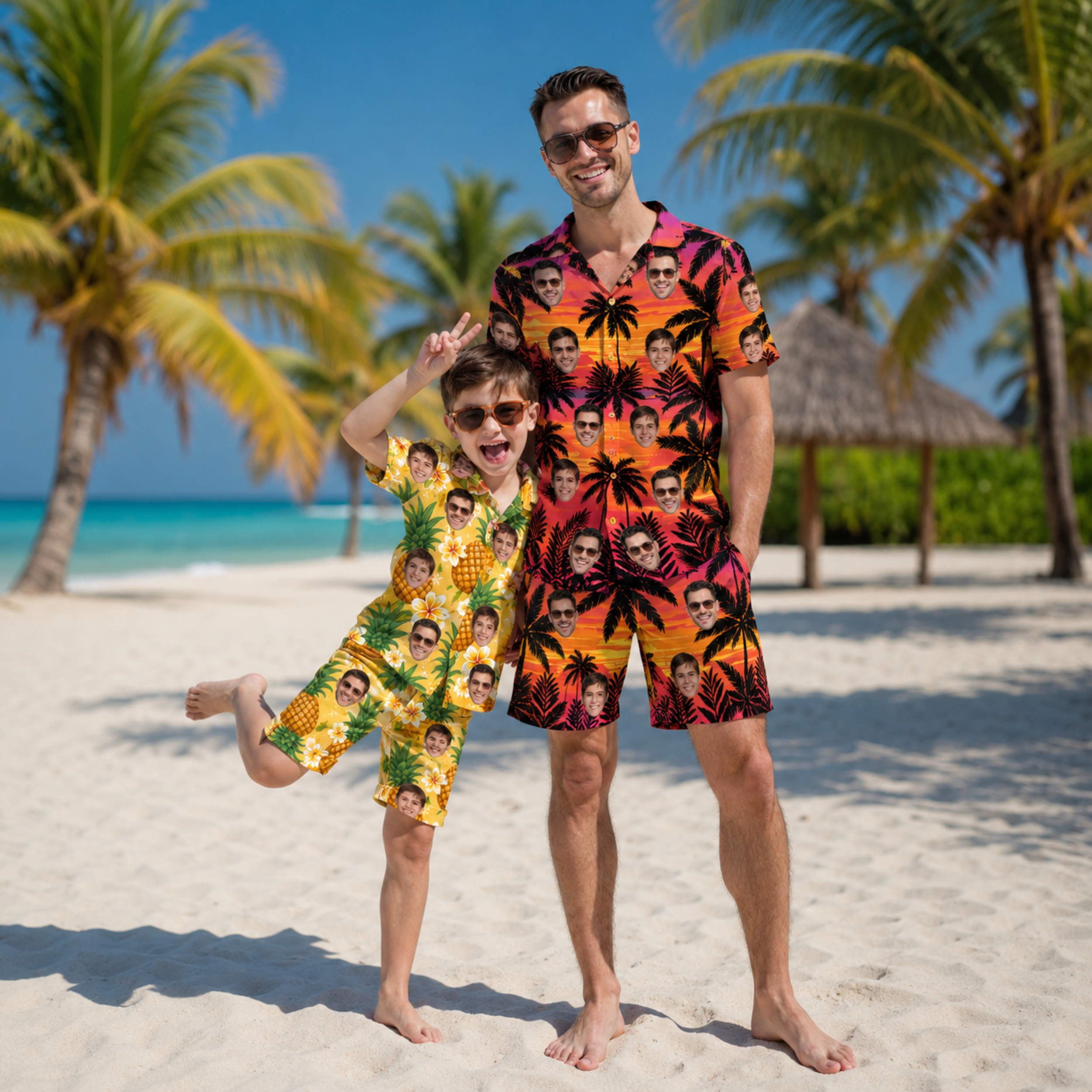Custom Face Hawaiian Shirt, Personalized Photo Aloha Shirt for Men Women Kids, Tropical Vacation Shirt, Dad Father’s Day Gift.