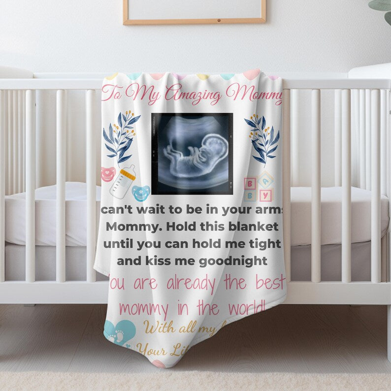 Custom sonogram photo blanket lifestyle