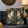 William Morris Throw Pillow squirrel design