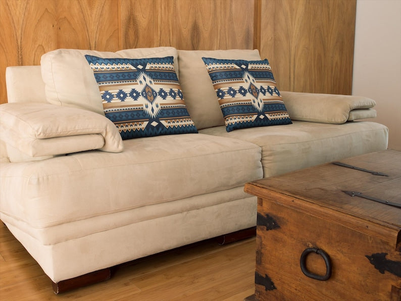 Tribal geometric pillow pattern detail