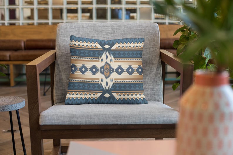 Boho pillow in living room setting