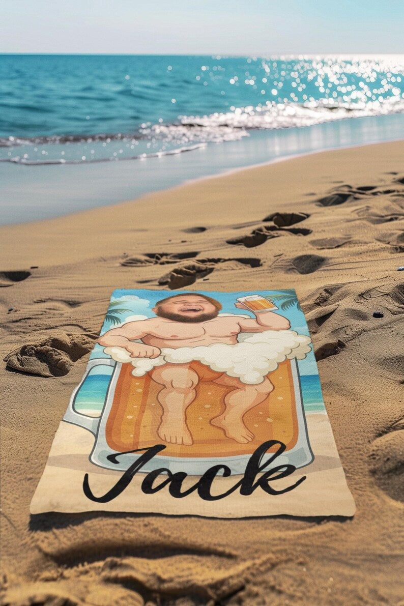 Personalized Beer Mug Beach Towel sizes