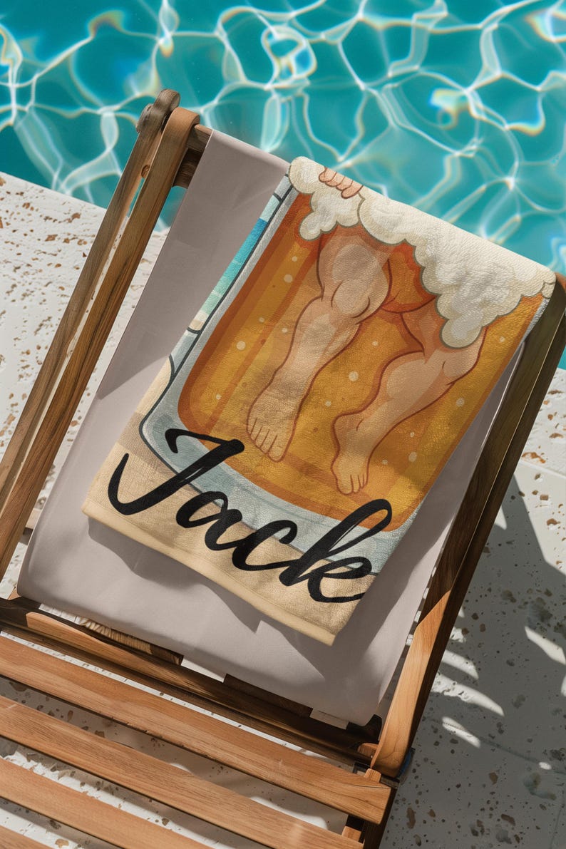 Personalized Beer Mug Beach Towel lifestyle