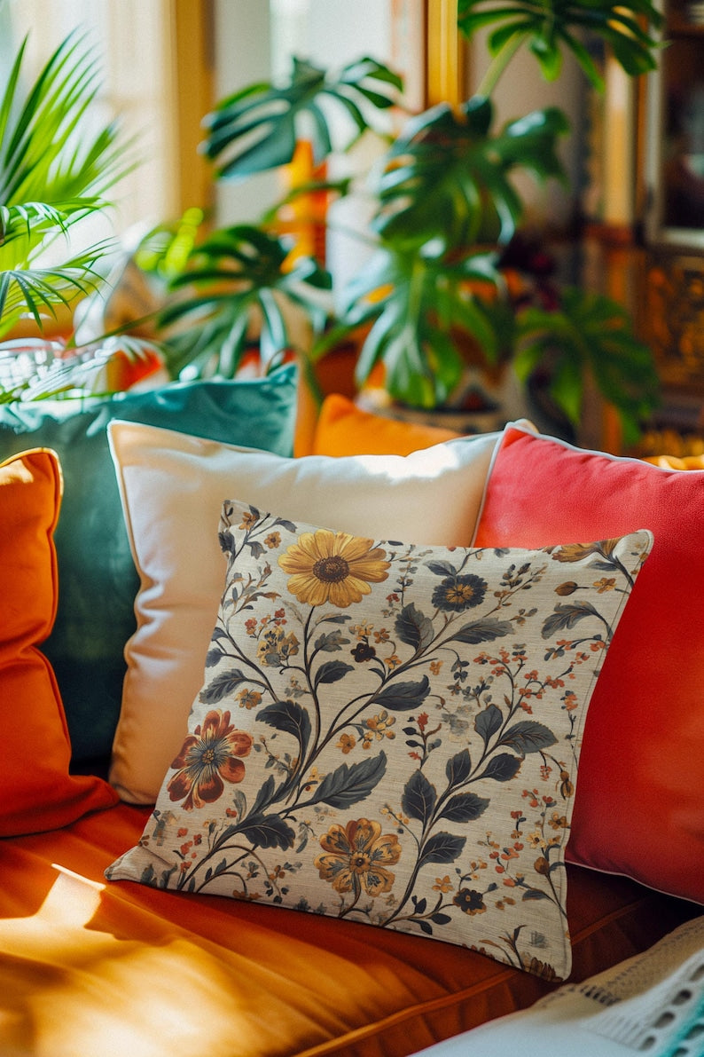 Vintage pillow on sofa