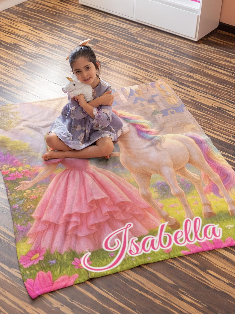 Personalized Princess Unicorn Blanket fabric
