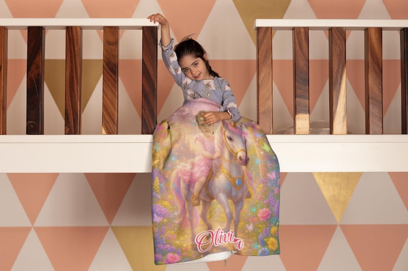 Unicorn blanket fabric close-up