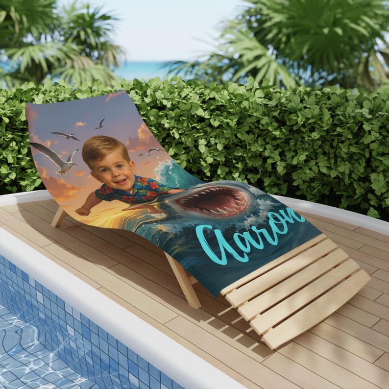 Personalized Shark Beach Towel detail