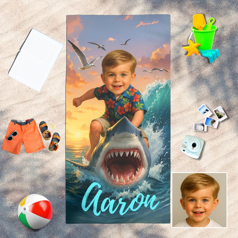 Personalized Shark Beach Towel