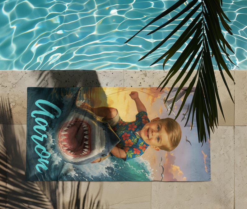 Personalized Shark Beach Towel lifestyle