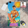 Custom muscle man beach towel with custom face