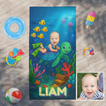 Personalized baby turtle beach towel