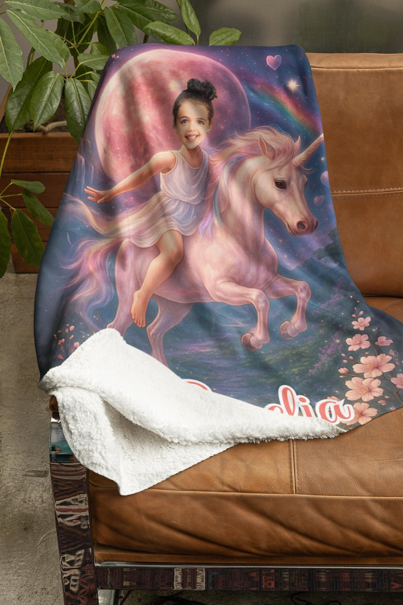 Personalized Unicorn Princess Blanket fabric