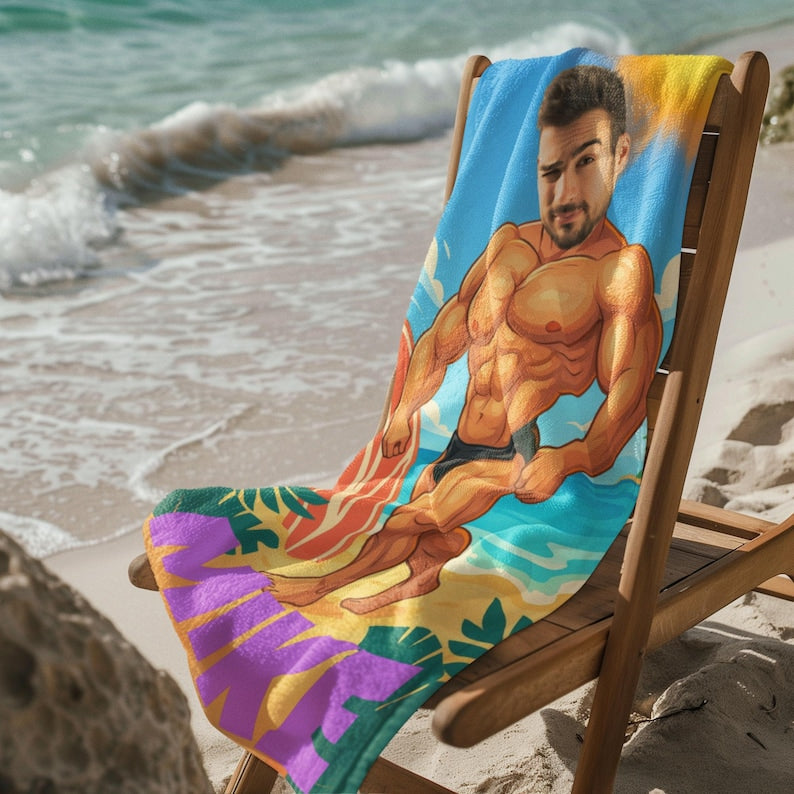 Muscle man towel lifestyle photo