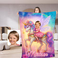 Personalized Unicorn Fairy Blanket with child's face and name