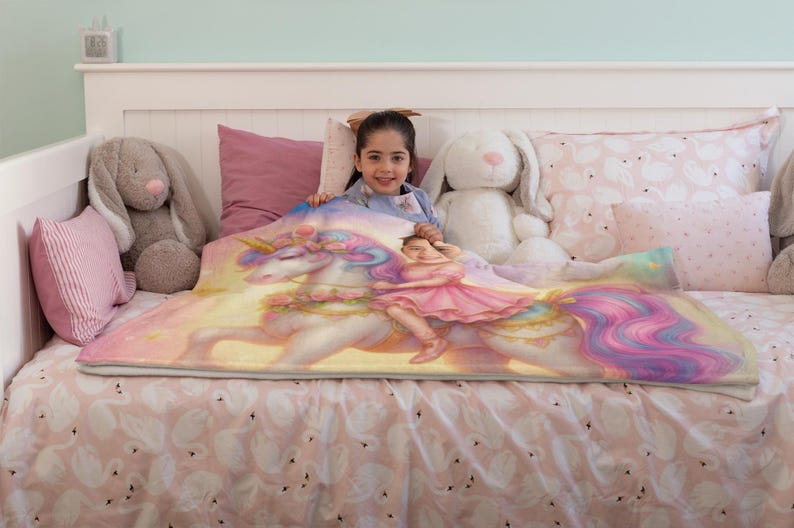 Personalized unicorn blanket size options