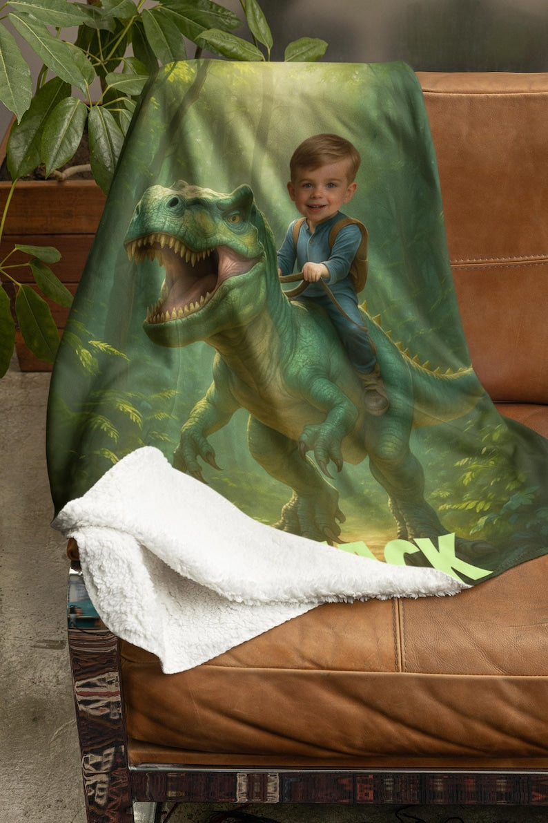 Dinosaur blanket fabric close-up