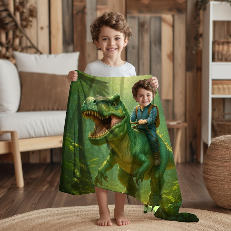 Custom dinosaur blanket detail