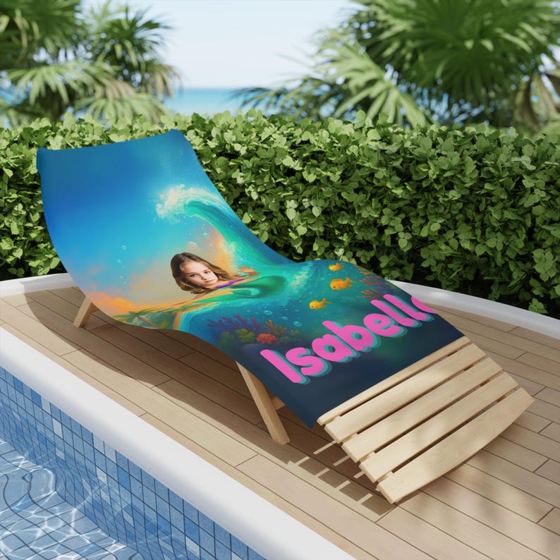Personalized mermaid towel size options