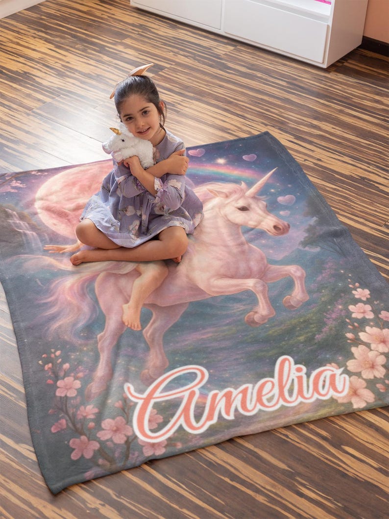 Personalized Unicorn Princess Blanket sizes