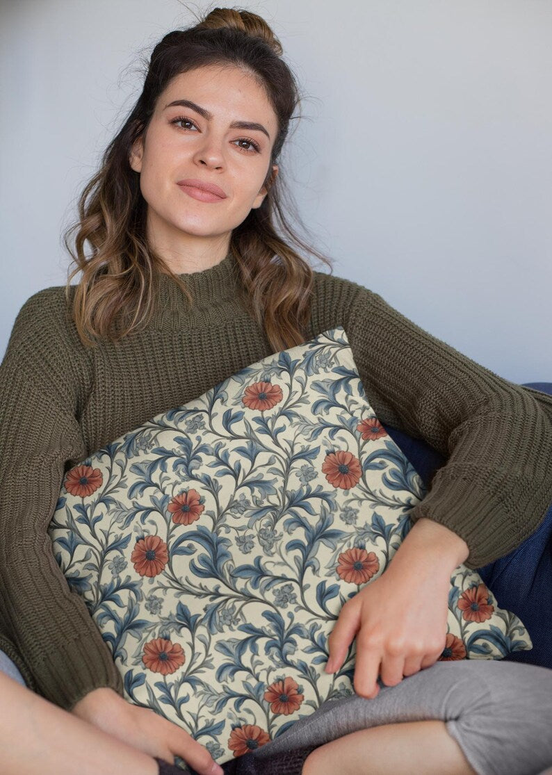 Botanical pillow pattern detail
