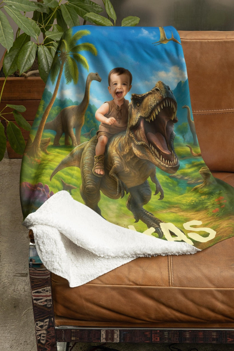 Personalized Dinosaur Blanket lifestyle