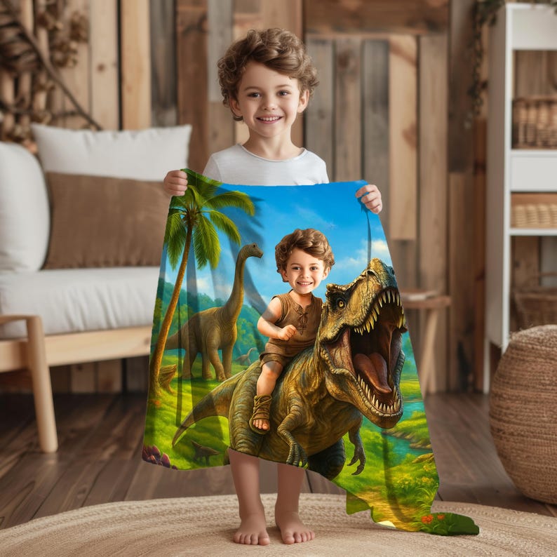 Personalized Dinosaur Blanket detail
