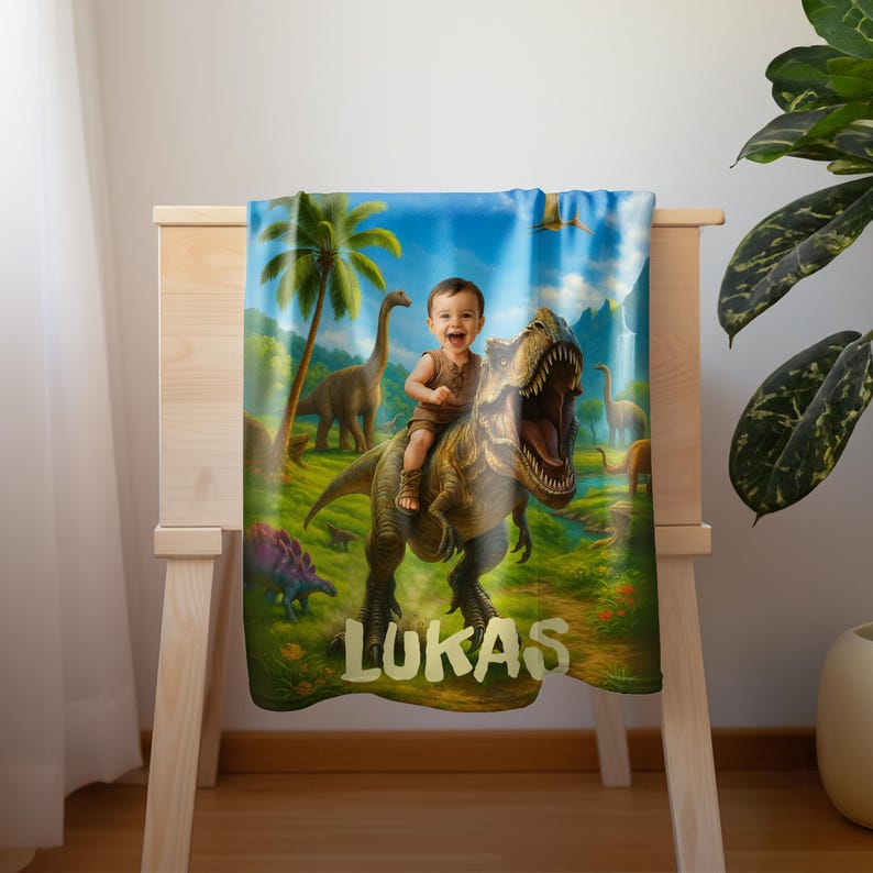 Personalized Dinosaur Blanket fabric