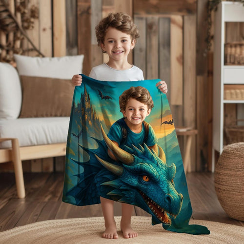 Personalized fantasy dragon adventure blanket