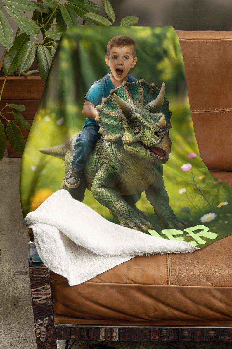 Dinosaur blanket fabric close-up