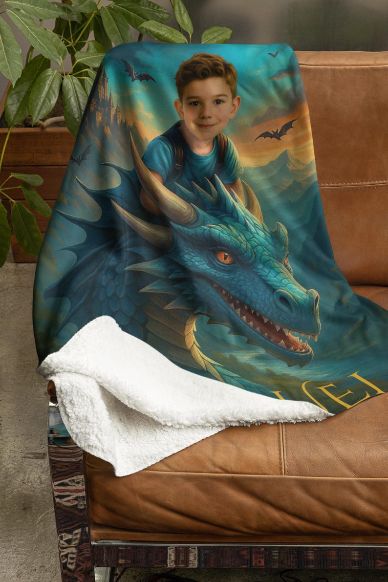 Custom dragon blanket lifestyle photo