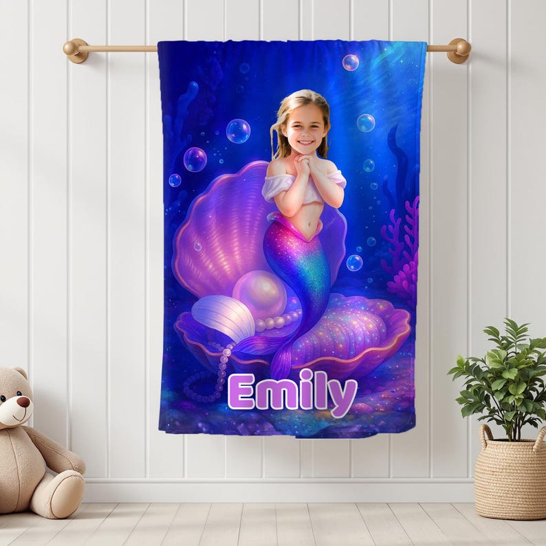 Mermaid blanket fabric close-up