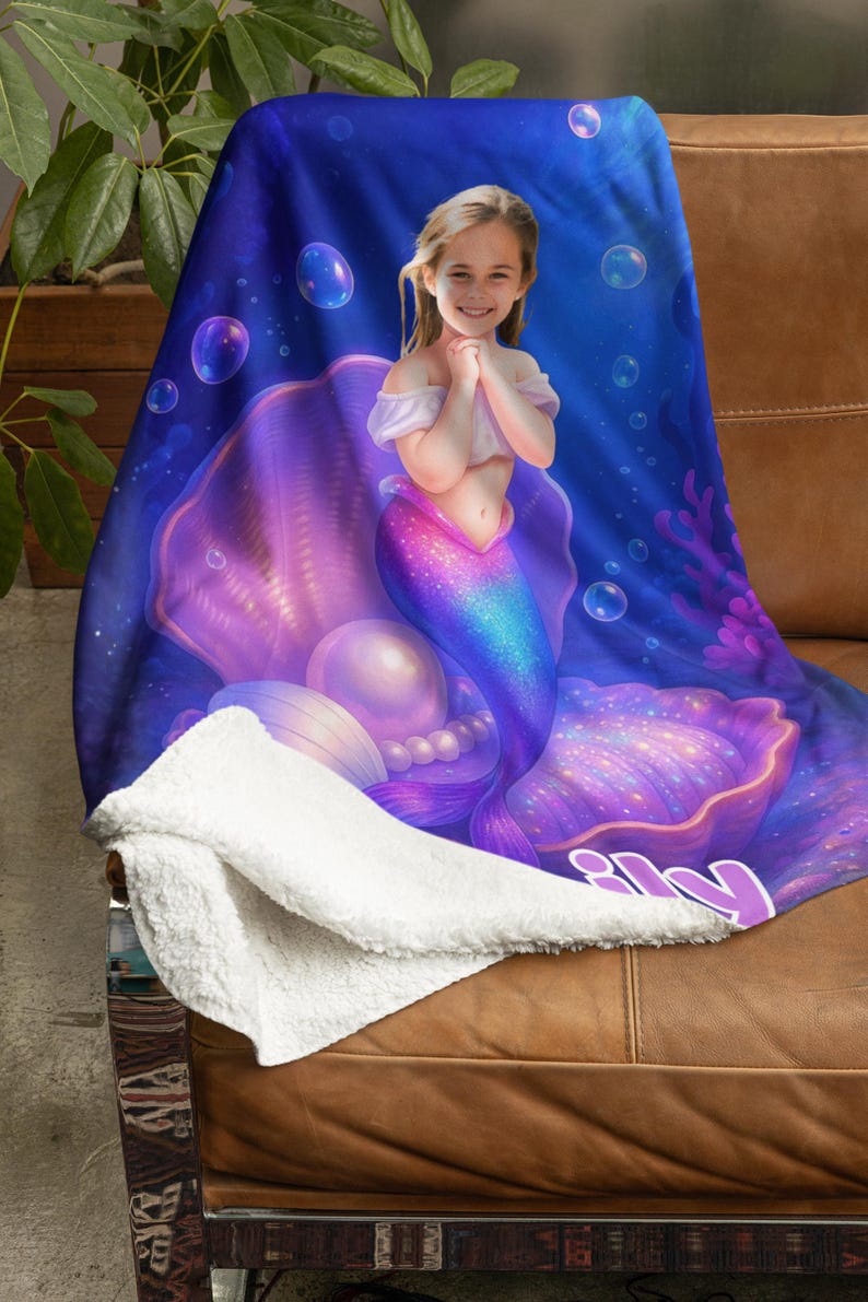 Mermaid blanket folded showing design