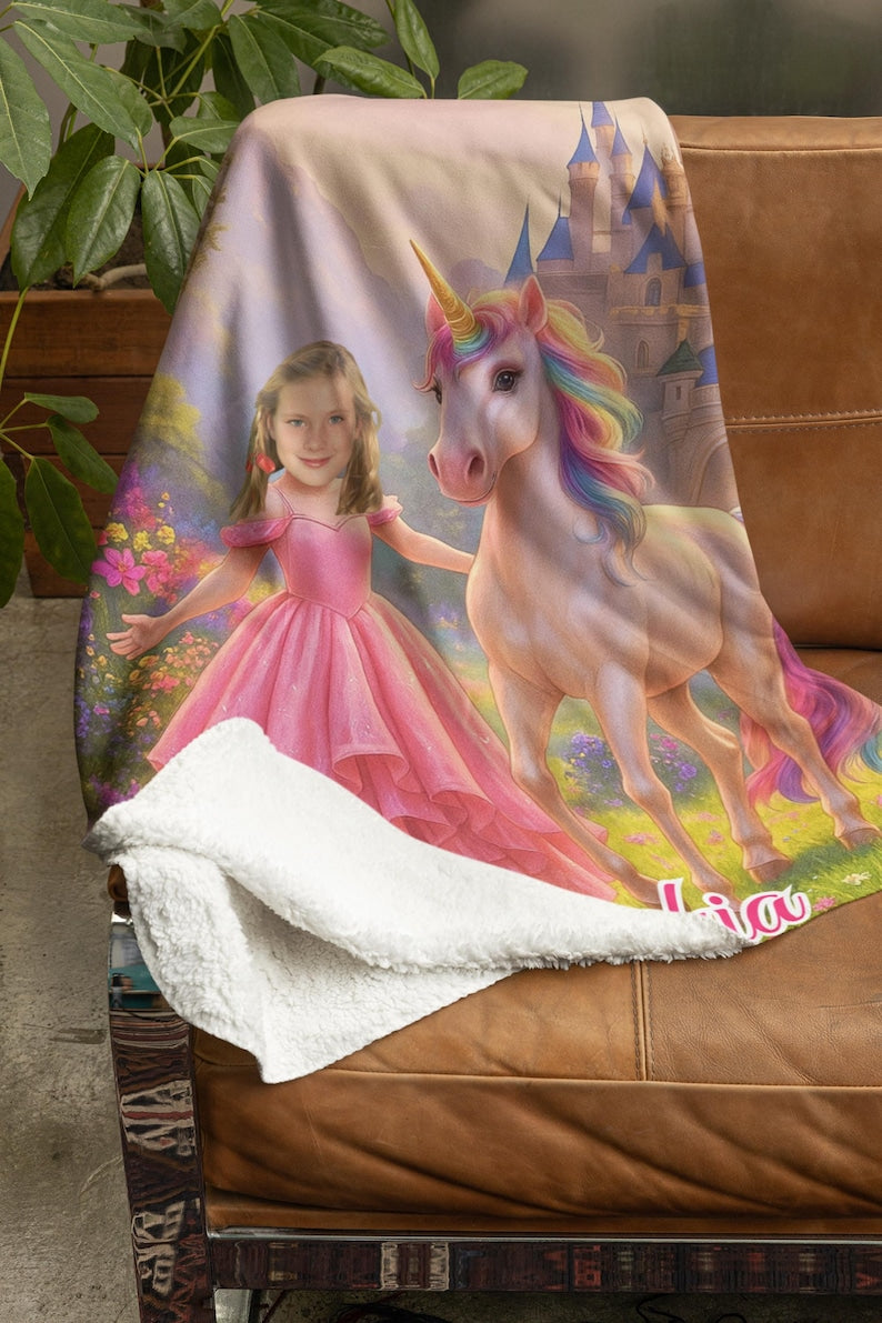 Personalized Princess Unicorn Blanket lifestyle