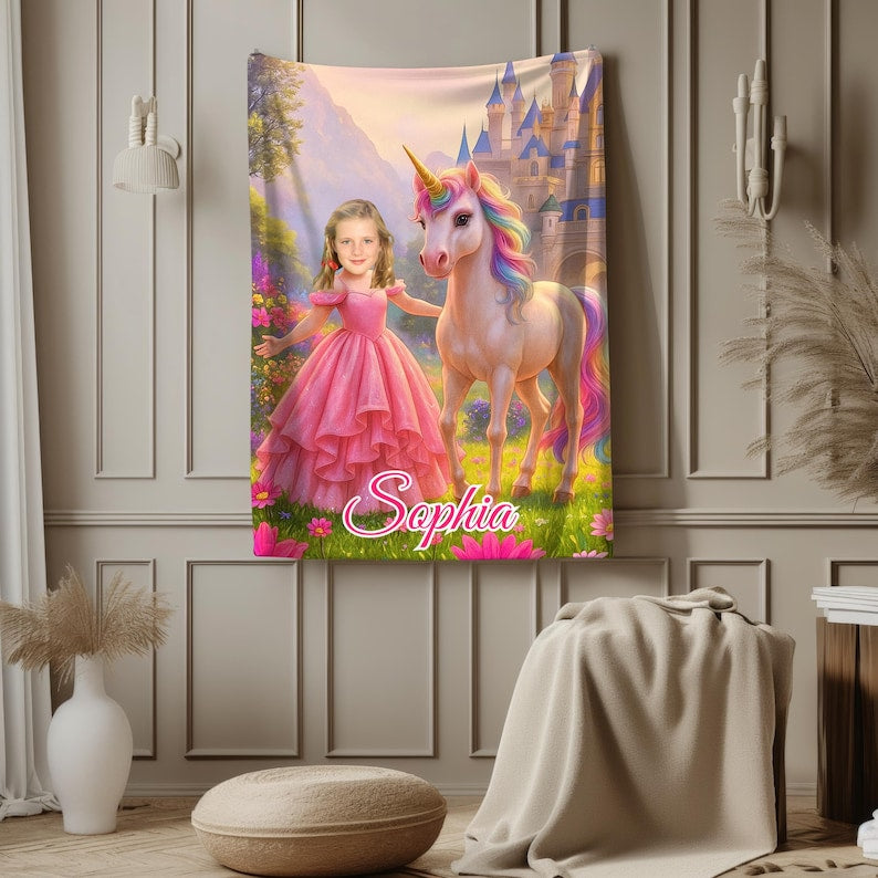 Personalized Princess Unicorn Blanket detail